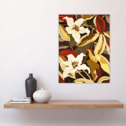 "Artery8 White Lily Flower Autumn Dream Floral Fever Wall Art Print in Yellow - Size: W24"" x H32""" - thumbnail 4