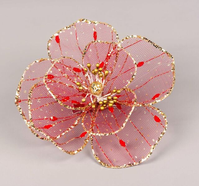 Shatchi 16cm Red Poinsettia Poinsettia Flower - Christmas Tree Decoration - image 1