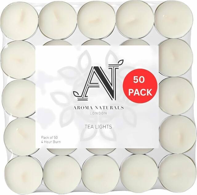 Aroma Naturals Unscented Tealight Candles (50 Pack, 4-Hour Burn) in White - Size: 50 Pieces - image 1
