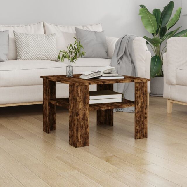 Berkfield Home Coffee Table Smoked Oak 60x60x42 cm Engineered Wood in Brown - Size: 60 x 60 x 42 cm - image 1