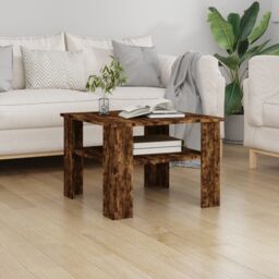Berkfield Home Coffee Table Smoked Oak 60x60x42 cm Engineered Wood in Brown - Size: 60 x 60 x 42 cm - thumbnail 1