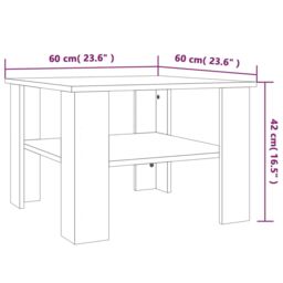 Berkfield Home Coffee Table Smoked Oak 60x60x42 cm Engineered Wood in Brown - Size: 60 x 60 x 42 cm - thumbnail 6