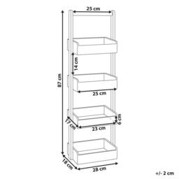 Wyld and Coco 4-Tier Bath Shelving Unit with Basket Design - Light Brown - thumbnail 4