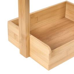 Wyld and Coco 4-Tier Bath Shelving Unit with Basket Design - Light Brown - thumbnail 6