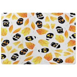 Benjamin Tate Design Autumn Leaves & Halloween Skulls Rug in Natural - Size: Large - thumbnail 1