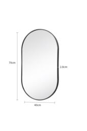 Living and Home 40 x 70 cm Oval Wall Mounted Mirror Black Metal Frame Bathroom Mirror - thumbnail 6