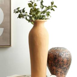 Wyld and Coco 60 cm Handmade Terracotta Vase Orange Lacquered Finish