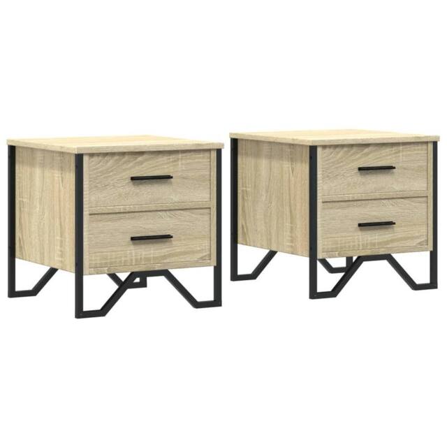 Berkfield Home Bedside Cabinets 2 pcs Sonoma Oak 40x41x40 cm Engineered Wood in Light Tan - Size: 40 x 41 x 40 cm - image 1