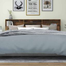 Berkfield Home Headboard Cabinet Smoked Oak 220x19x103.5 cm in Brown - thumbnail 5