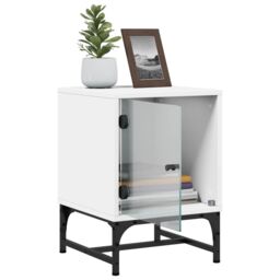Berkfield Home Bedside Cabinets with Glass Doors 2 pcs White 35x37x50 cm - Size: 35 x 37 x 50 cm - thumbnail 6