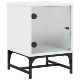 Berkfield Home Bedside Cabinets with Glass Doors 2 pcs White 35x37x50 cm - Size: 35 x 37 x 50 cm - thumbnail 4