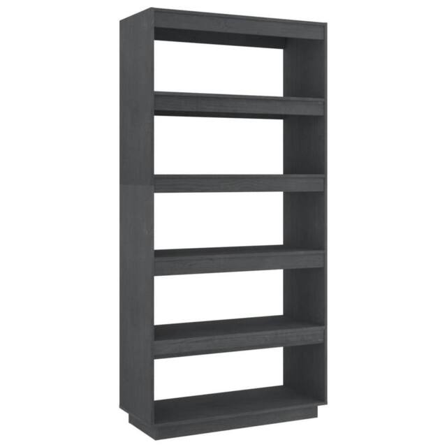 Berkfield Home Book Cabinet/Room Divider Grey 80x35x167 cm Solid Pinewood - Size: 80 x 35 x 167 cm - image 1