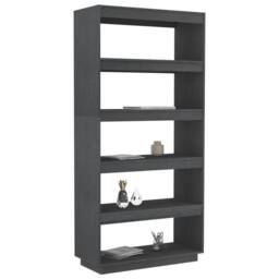 Berkfield Home Book Cabinet/Room Divider Grey 80x35x167 cm Solid Pinewood - Size: 80 x 35 x 167 cm - thumbnail 4
