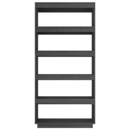 Berkfield Home Book Cabinet/Room Divider Grey 80x35x167 cm Solid Pinewood - Size: 80 x 35 x 167 cm - thumbnail 5