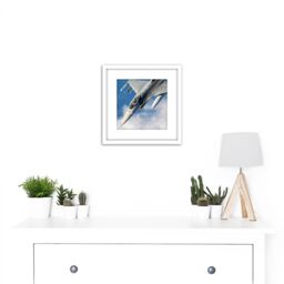 Artery8 Military USA USAF F-16 Fighting Falcon Fighter Jet Photo 8X8 Inch Square Wooden Framed Wall Art Print Picture with Mount in White - thumbnail 2