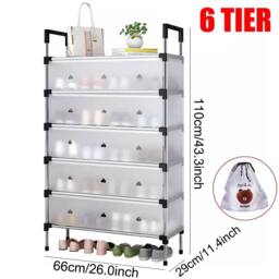 Havendro 6 Tier Cabinet Storage Organiser Shoe Rack Stand Holder in White - Size: 100 cm - thumbnail 2