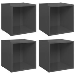 Berkfield Home TV Cabinets 4 pcs High Gloss Grey 37x35x37 cm Engineered Wood - Size: 37 x 35 x 37 cm - thumbnail 2