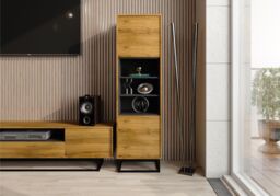 Creative Furniture Harmony Loft Display Cabinet 175cm - Loft-Inspired Storage with Rustic, Oak & Black Matt Doors in Brown - thumbnail 3