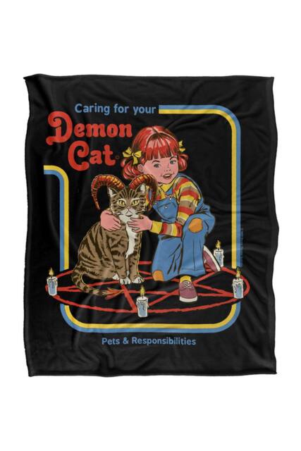 Steven Rhodes Caring For Your Demon Cat Silky Super Soft Throw Blanket - Size: Large - image 1