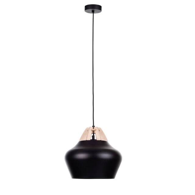 Netlighting Negro Dome Pendant Ceiling Light Wood Natural Black 29cm 1x E27