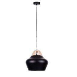 Netlighting Negro Dome Pendant Ceiling Light Wood Natural Black 29cm 1x E27