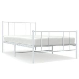 Berkfield Home Metal Bed Frame with Headboard & Footboard White 90x190 cm Single - thumbnail 2