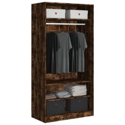 Berkfield Home Wardrobe Smoked Oak 100x50x200 cm Engineered Wood in Brown - Size: 100 x 50 x 200 cm - thumbnail 4