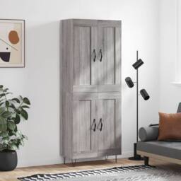 Berkfield Home Highboard Grey Sonoma 69.5x34x180 cm Engineered Wood - thumbnail 2