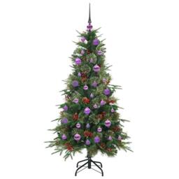 Berkfield Home Elegant Artificial Hinged Christmas Tree Green 150 cm PE & PVC - thumbnail 4