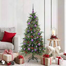 Berkfield Home Elegant Artificial Hinged Christmas Tree Green 150 cm PE & PVC - thumbnail 2