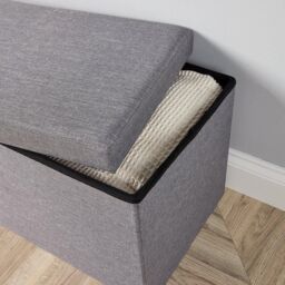 Home Source Folding Ottoman Chest Solid Sturdy Storage Bedding Box Trunk in Grey - Size: XL - thumbnail 2