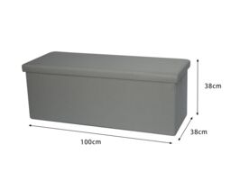 Home Source Folding Ottoman Chest Solid Sturdy Storage Bedding Box Trunk in Grey - Size: XL - thumbnail 6