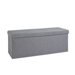 Home Source Folding Ottoman Chest Solid Sturdy Storage Bedding Box Trunk in Grey - Size: XL - thumbnail 4