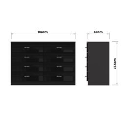 FWStyle Chilton Black Gloss 8 Drawer Chest (H) 73.5cm (W) 104cm (D) 40cm - thumbnail 7