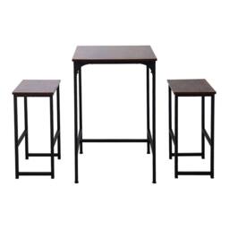 EONLION 3pcs Set Breakfast Bar Table & Stools Kitchen in Brown - Size: 100 cm - thumbnail 5