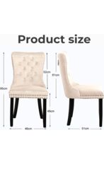Neo Set of Two Studded Velvet Dining Chair with Ring Knocker Detail in Natural - thumbnail 6