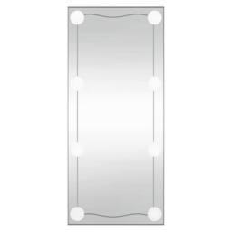 Berkfield Home Wall Mirror with LED Lights 40x80 cm Glass Rectangle in Silver - thumbnail 5
