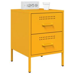 Berkfield Home Bedside Cabinets 2 pcs Mustard Yellow 36x39x50.5 cm Steel - thumbnail 3