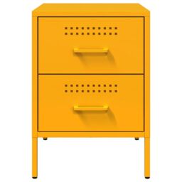 Berkfield Home Bedside Cabinets 2 pcs Mustard Yellow 36x39x50.5 cm Steel - thumbnail 6
