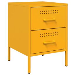 Berkfield Home Bedside Cabinets 2 pcs Mustard Yellow 36x39x50.5 cm Steel - thumbnail 5