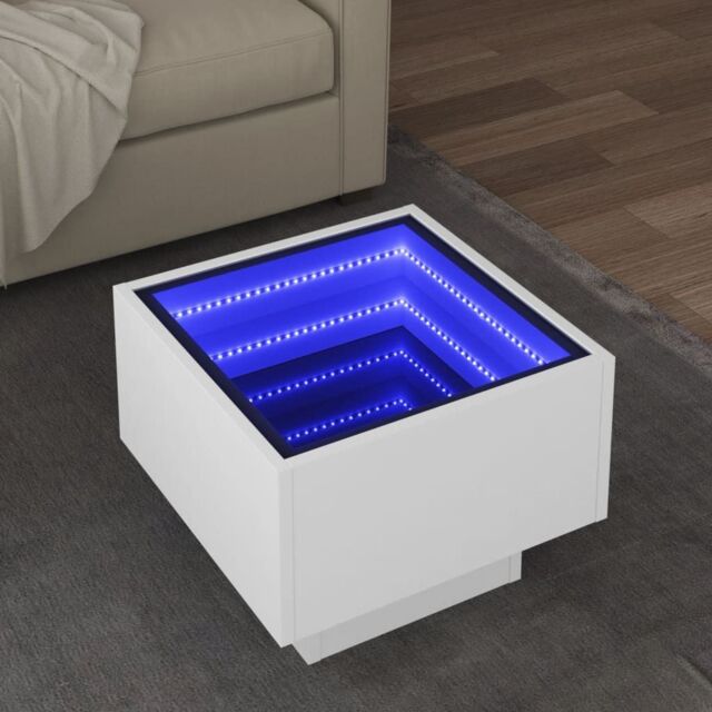 Berkfield Home Side Table with LED White 40x40x30 cm Engineered Wood - Size: 40 x 40 x 30 cm - image 1