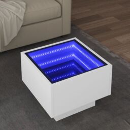 Berkfield Home Side Table with LED White 40x40x30 cm Engineered Wood - Size: 40 x 40 x 30 cm