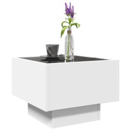 Berkfield Home Side Table with LED White 40x40x30 cm Engineered Wood - Size: 40 x 40 x 30 cm - thumbnail 5