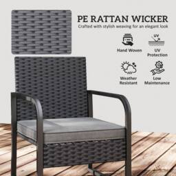 OUTSUNNY Rattan Bistro Set, 3 Piece Garden Furniture Set Cushions, Black - thumbnail 6