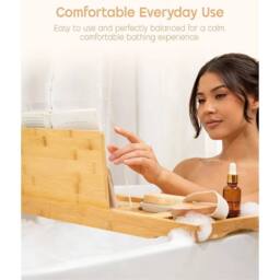 Nordara Bathtub Caddy Bath Bridge Tray Rack in Brown - thumbnail 4