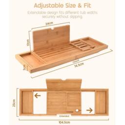 Nordara Bathtub Caddy Bath Bridge Tray Rack in Brown - thumbnail 2