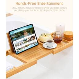 Nordara Bathtub Caddy Bath Bridge Tray Rack in Brown - thumbnail 3