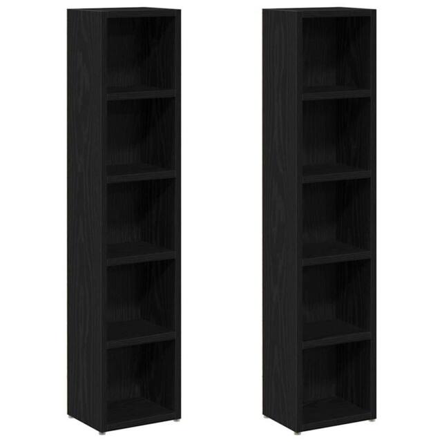 Berkfield Home CD Cabinets 2 pcs Black Oak 21x16x93.5 cm Engineered Wood - image 1