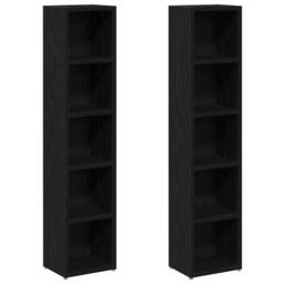 Berkfield Home CD Cabinets 2 pcs Black Oak 21x16x93.5 cm Engineered Wood
