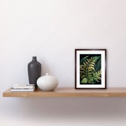 "Artery8 Wall Art Print Ernst Haeckel Style Fern Fronds Leaf Artwork Framed 9X7 Inch in Brown - Size: W7"" x H9""" - thumbnail 2